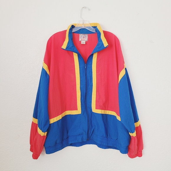 Vintage Jackets & Blazers - 80-90s Vintage Bold Color Block Windbreaker Jacket